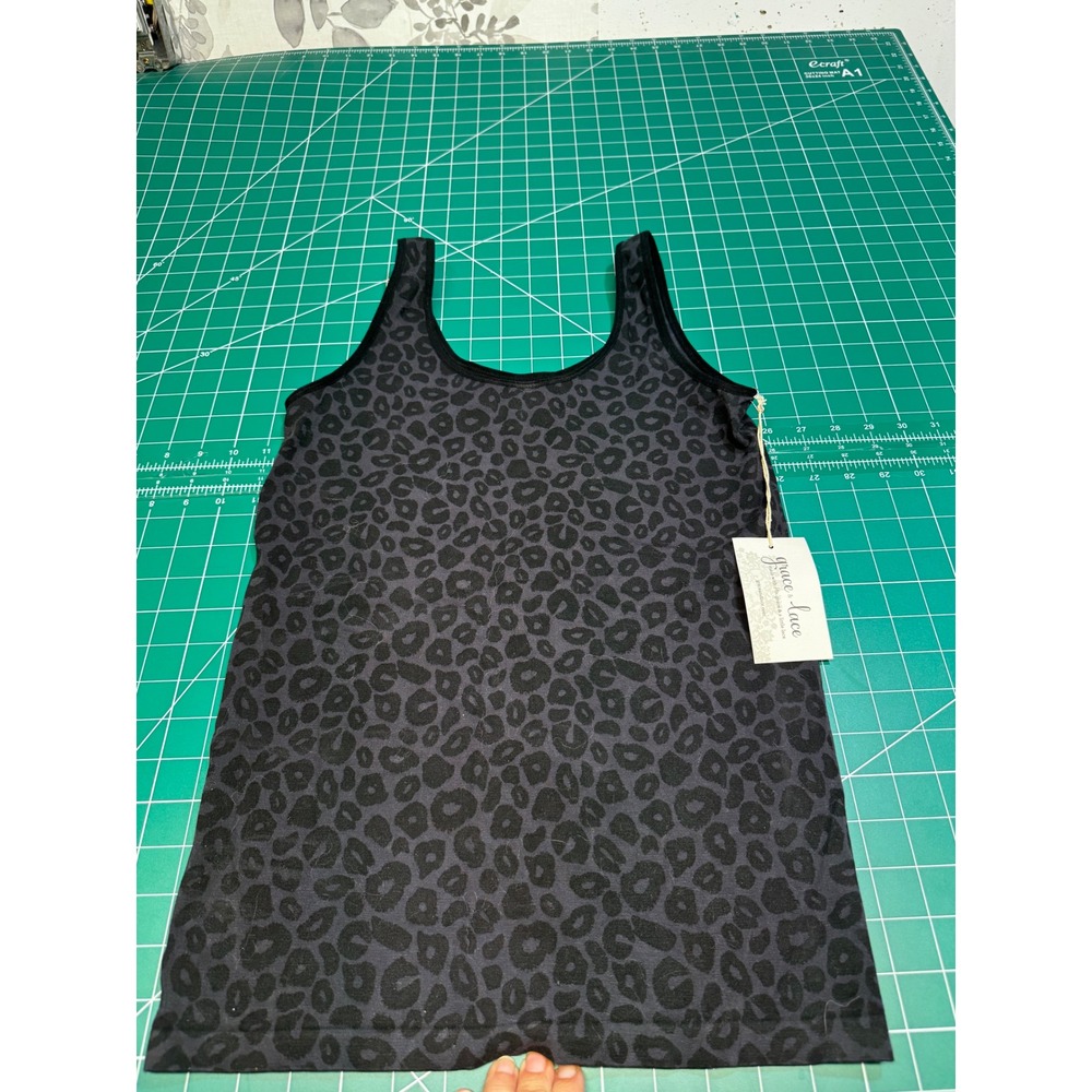 Grace & Lace Leopard Print Seamless Tank Top Grey Black One Size 20C7-08-S